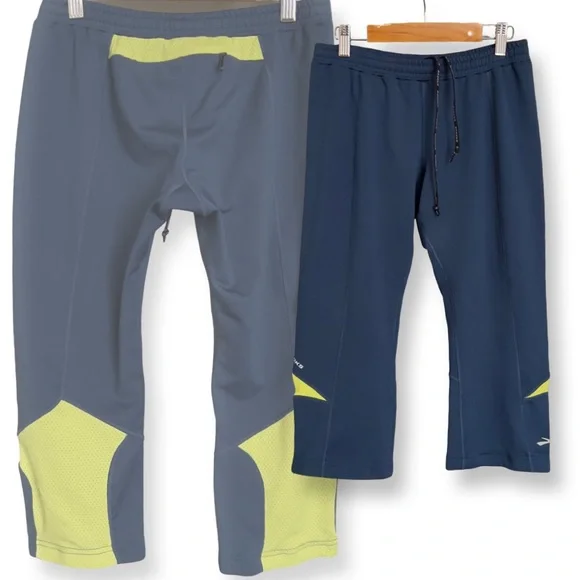 Brooks Running 7/8 Capri Track Pant Legging Navy / Neon - Picture 15 of 16